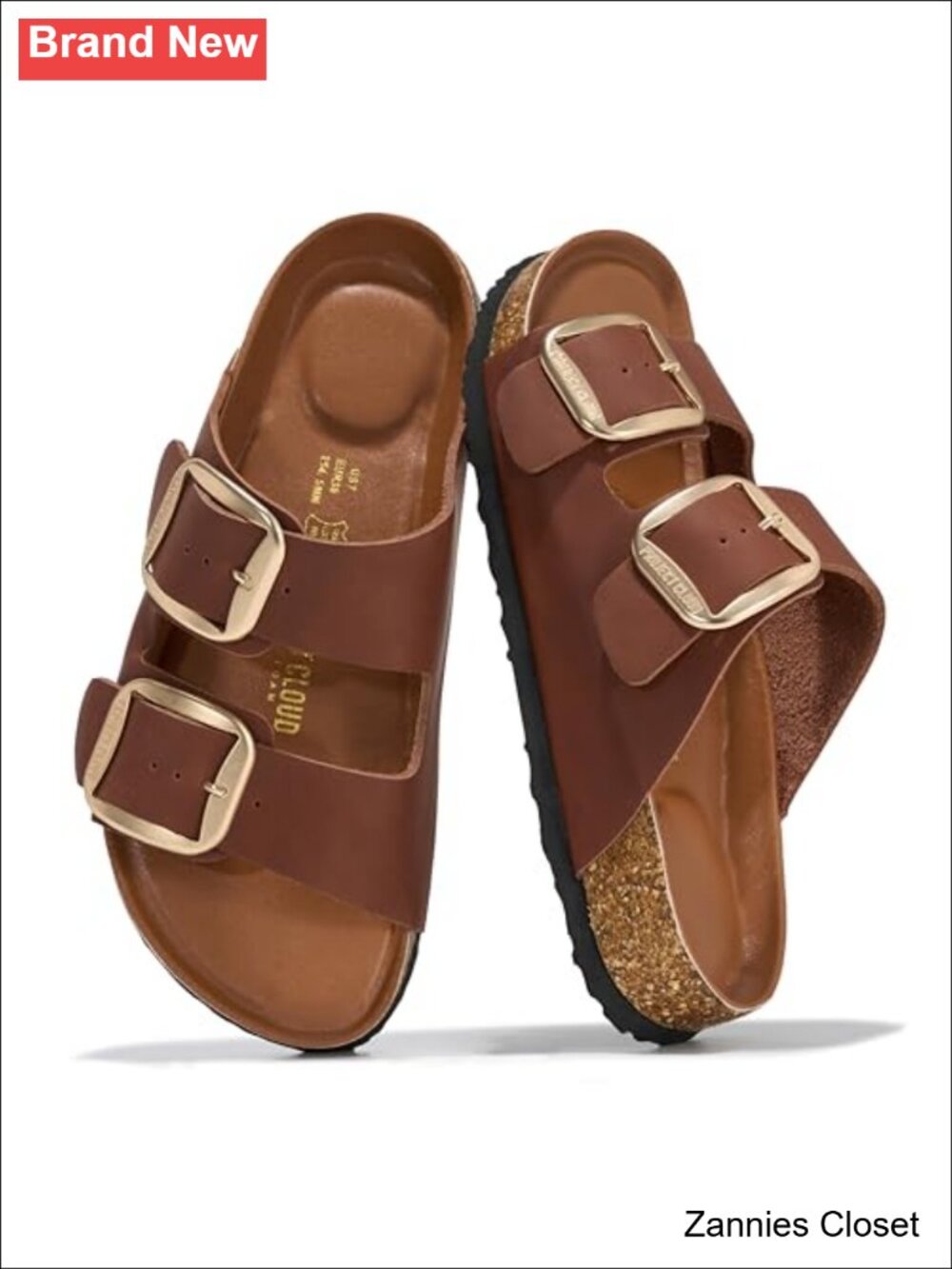 ✨ Project Cloud Slides Sandals Genuine Leather Cork Footbed Adjustable Strap